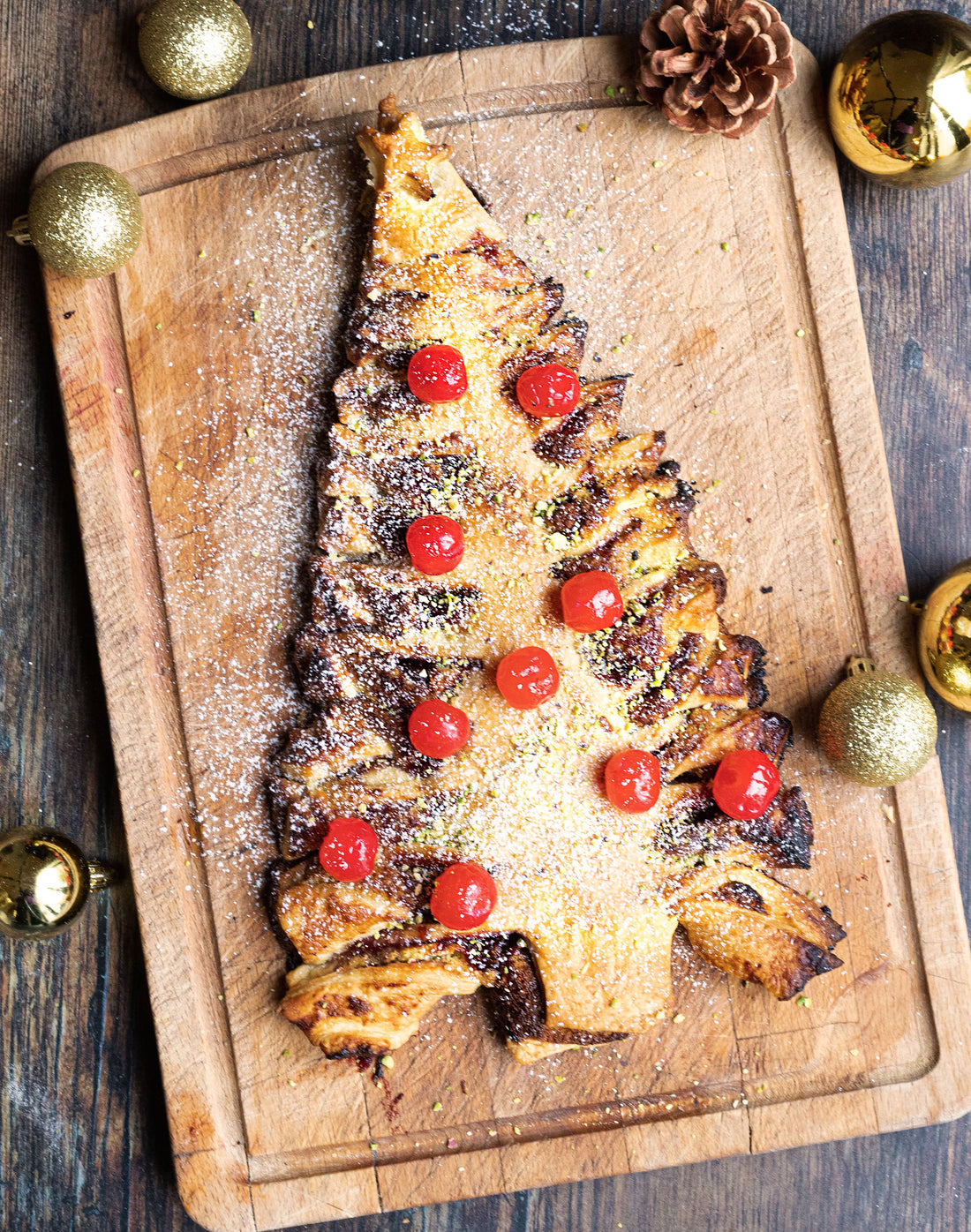 Cherry and Pistachio Bakewell Christmas Tree