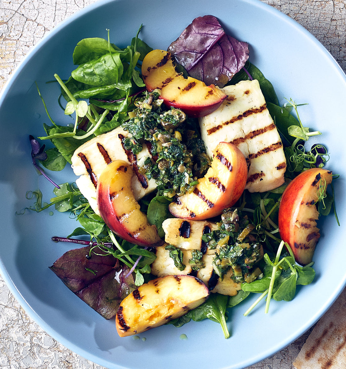 Griddled Halloumi Cheese with Salsa Verde