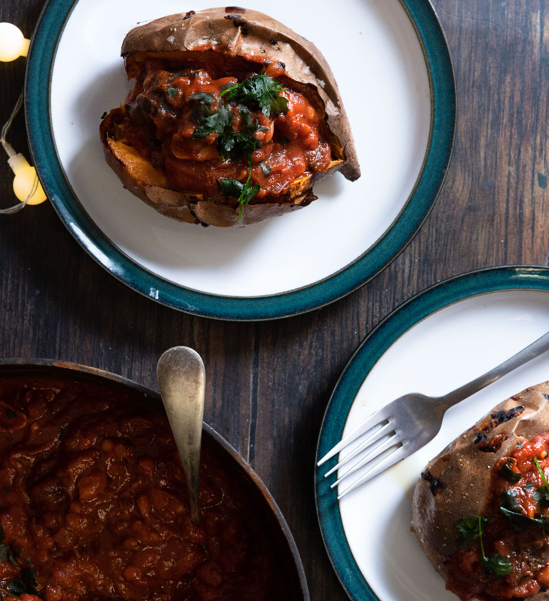 Vegan Smoky Bean Jackets with Pickled Walnuts