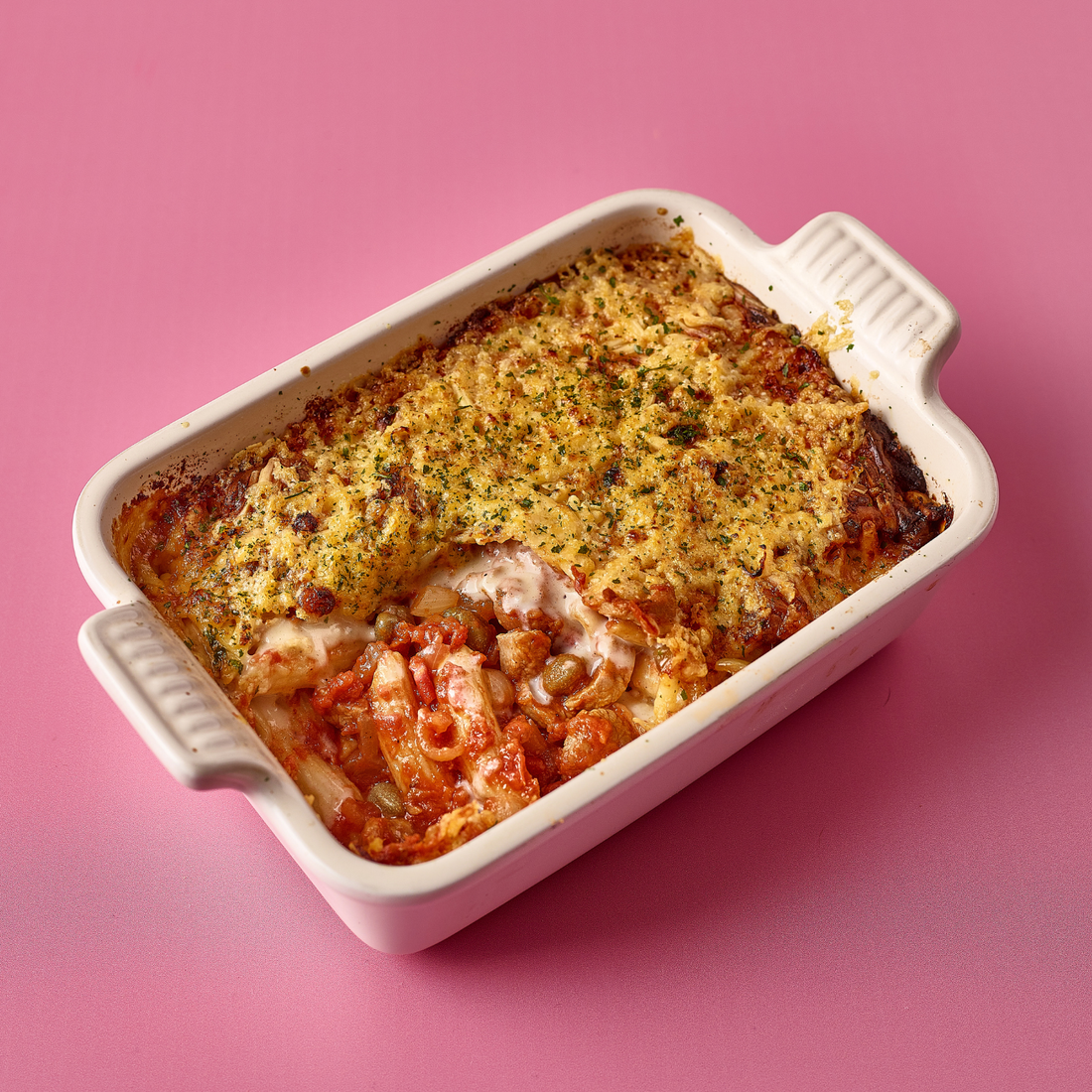 Leftover Lamb Pastitsio with Opies Capers & Mini Silverskin Onions