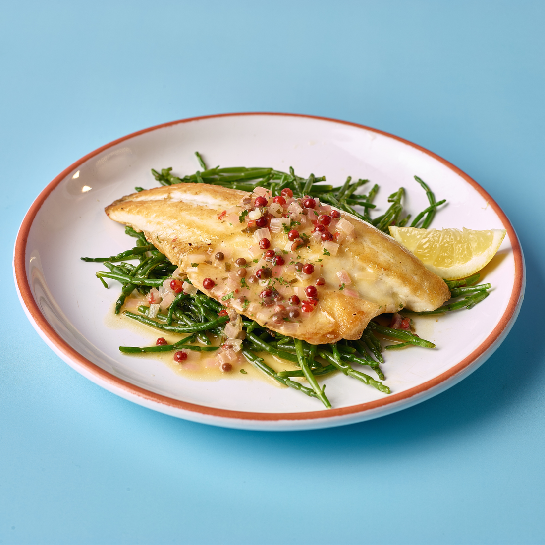 Pink Peppercorn Buerre Blanc with Sea Bass