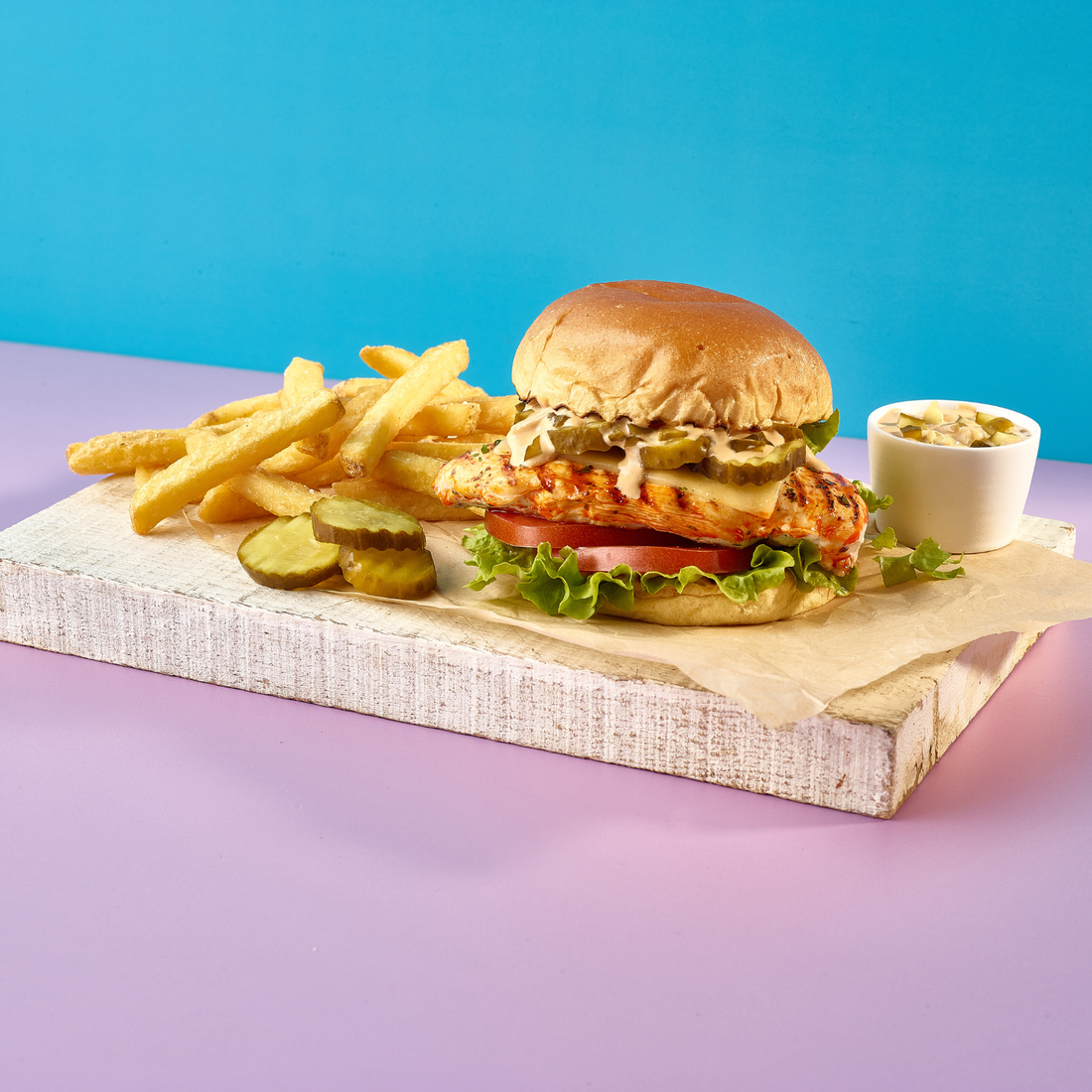 Chargrilled Chicken Burger with Harissa and Herb Marinade
