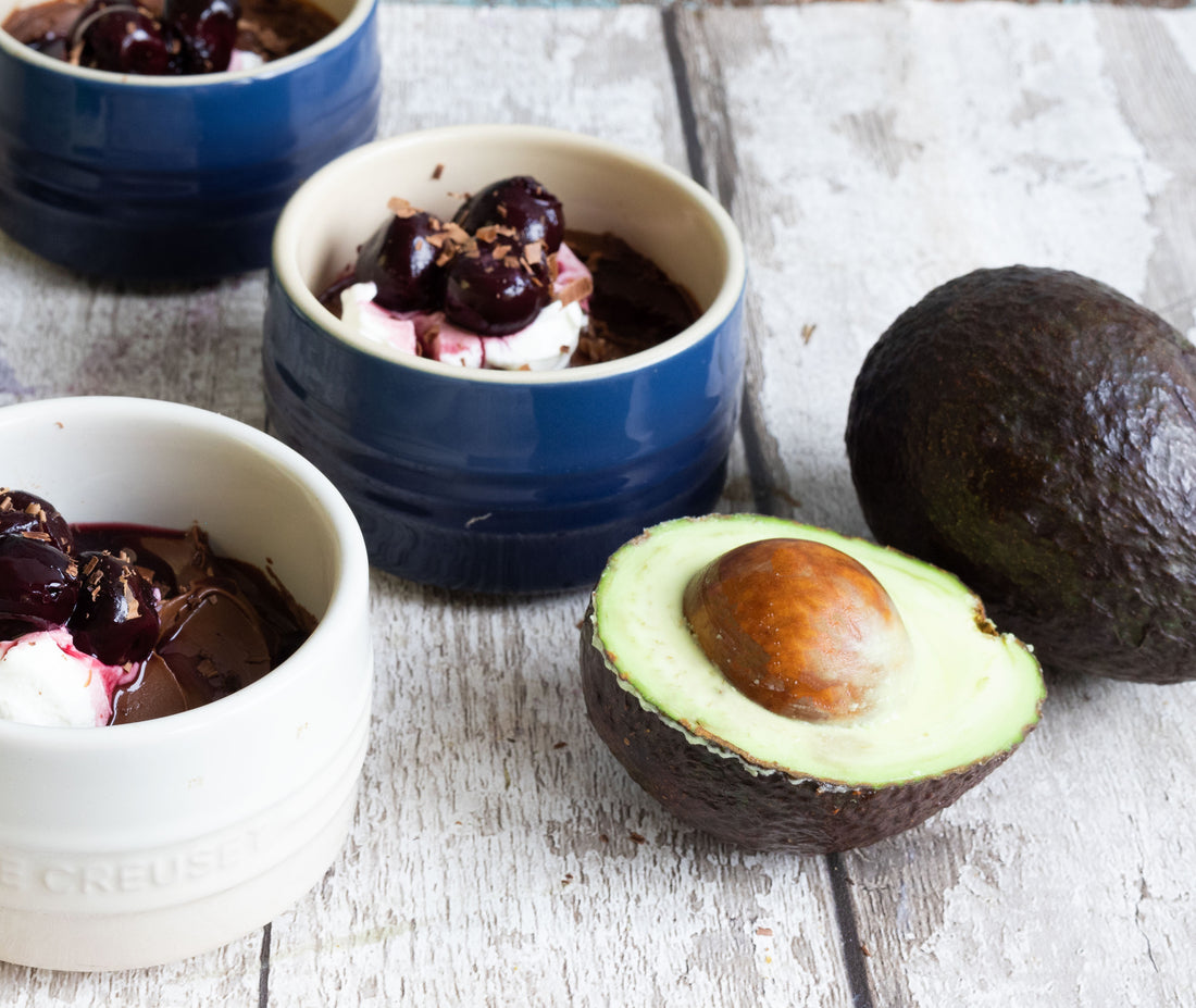 Cherry Avocado Chocolate Pots