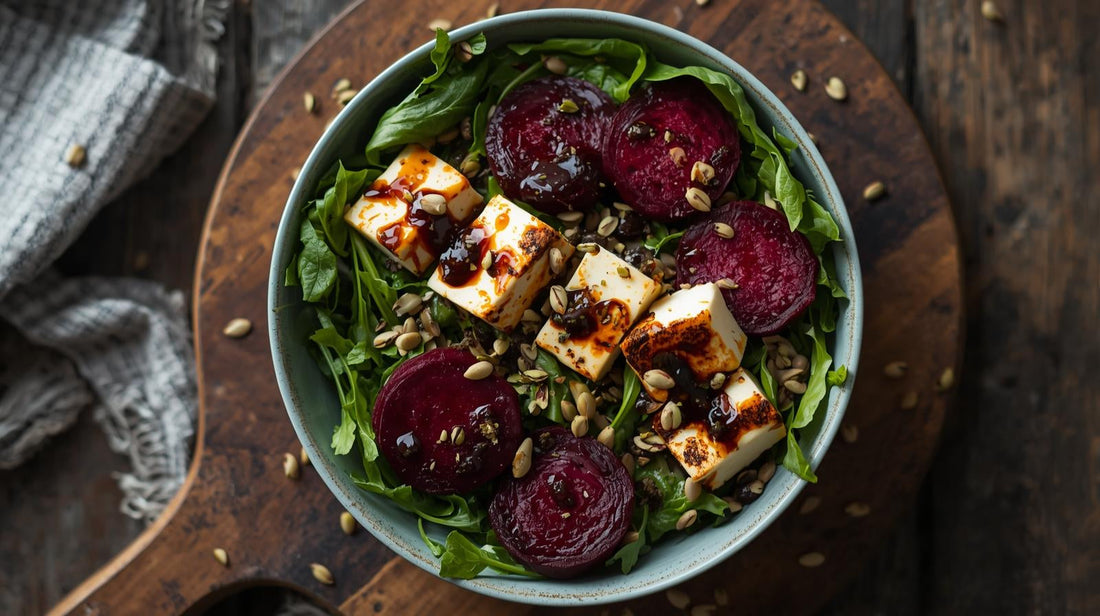 Beetroot & halloumi bowl