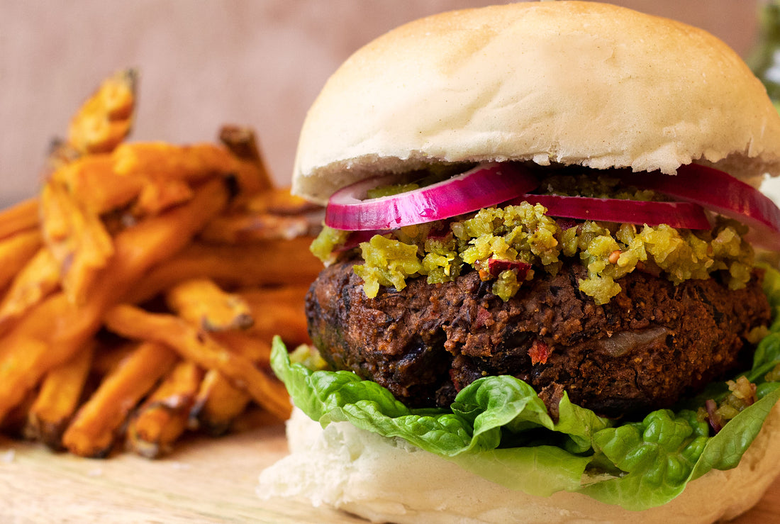 Black Bean Burgers with Gherkin Relish