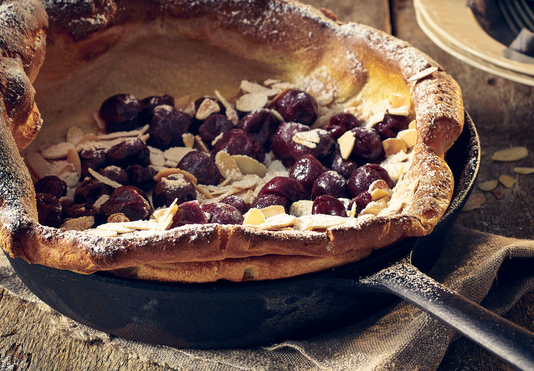 Dutch Pancakes and Black Cherries with Kirsch