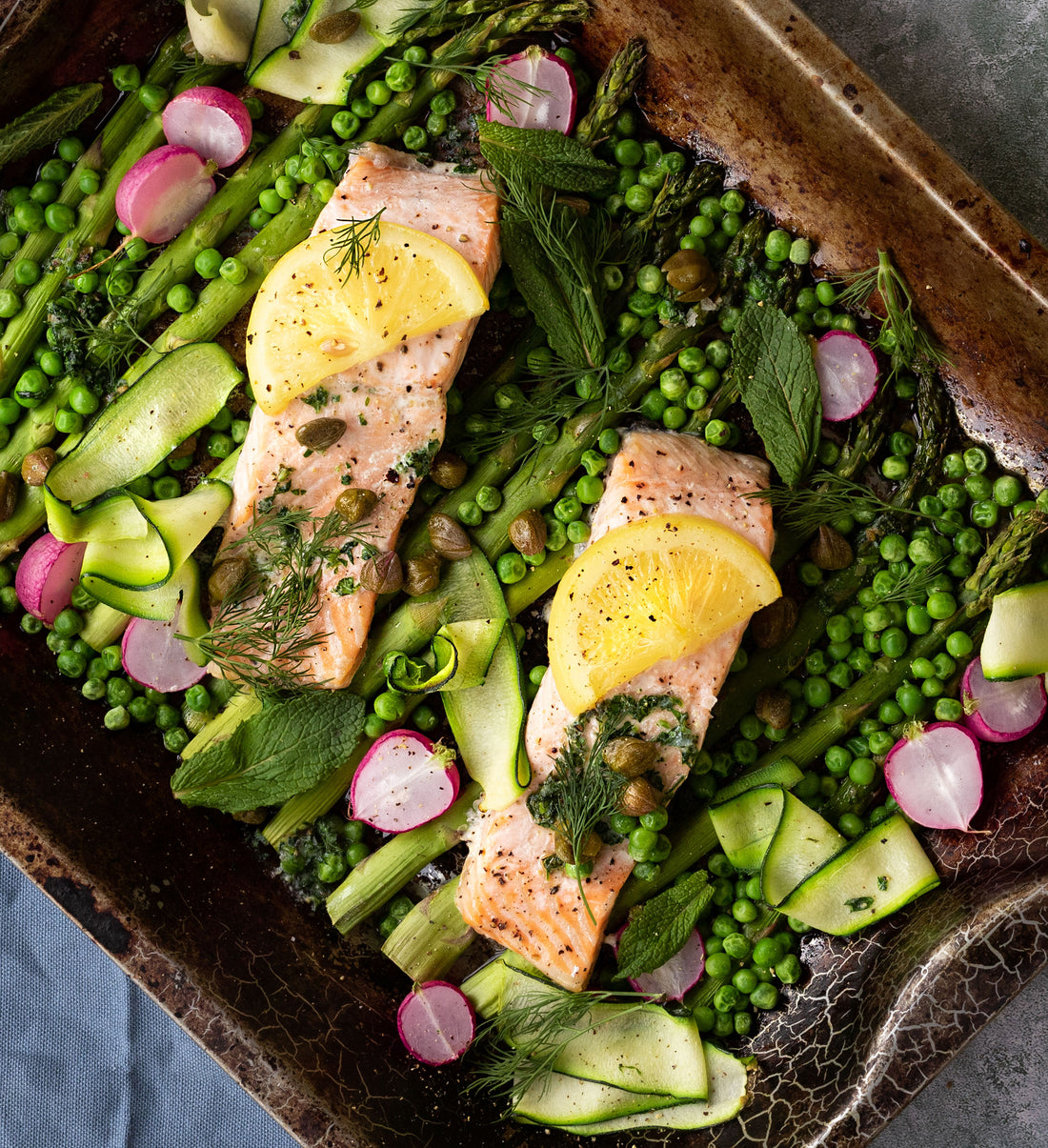 Spring Salmon & Herb Traybake