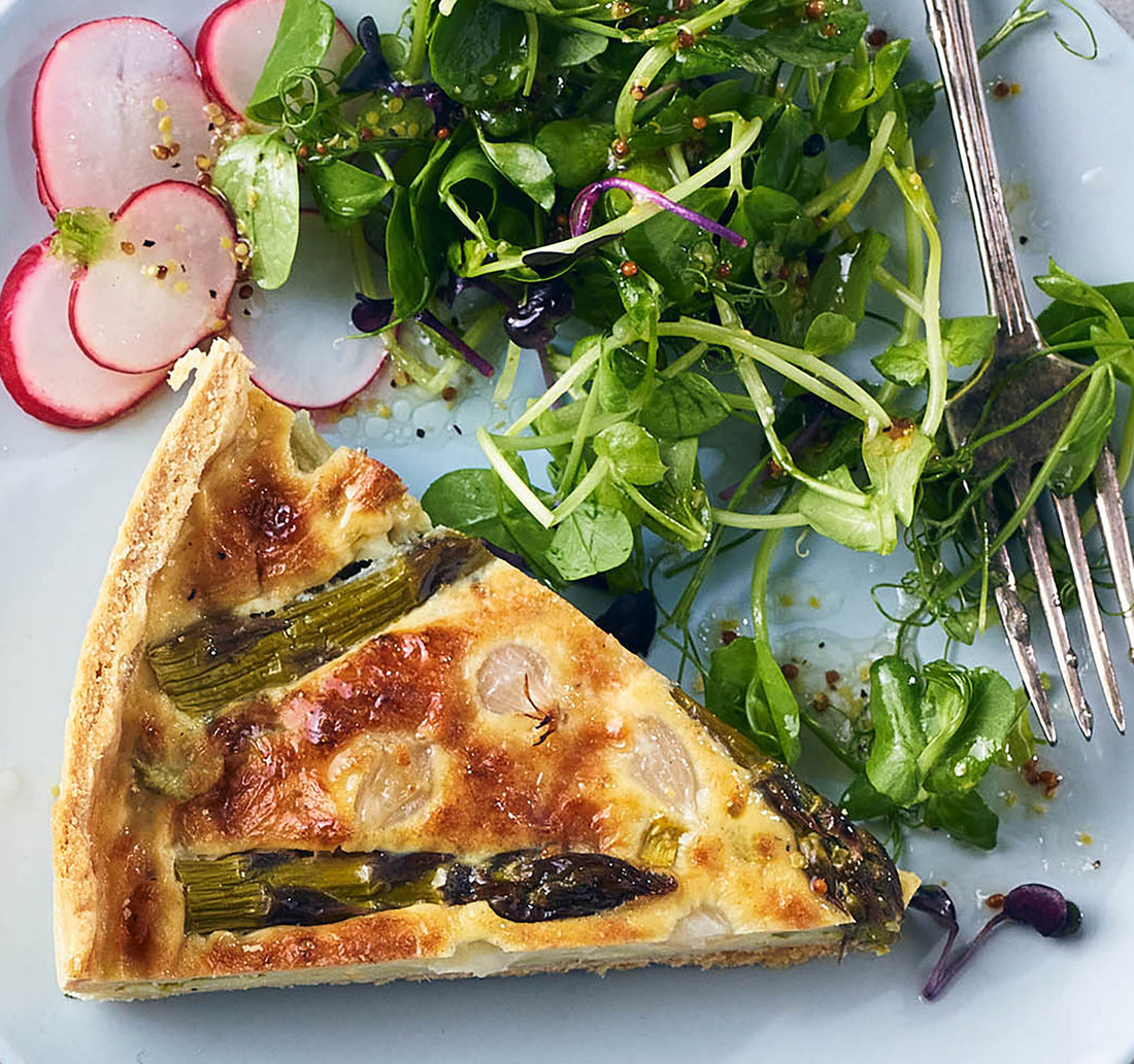 Gruyère, Asparagus and Cocktail Onion Quiche