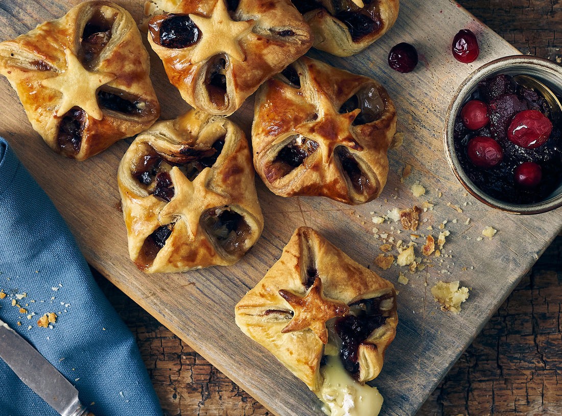 Pickled Walnut, Brie and Cranberry Pastry Melts