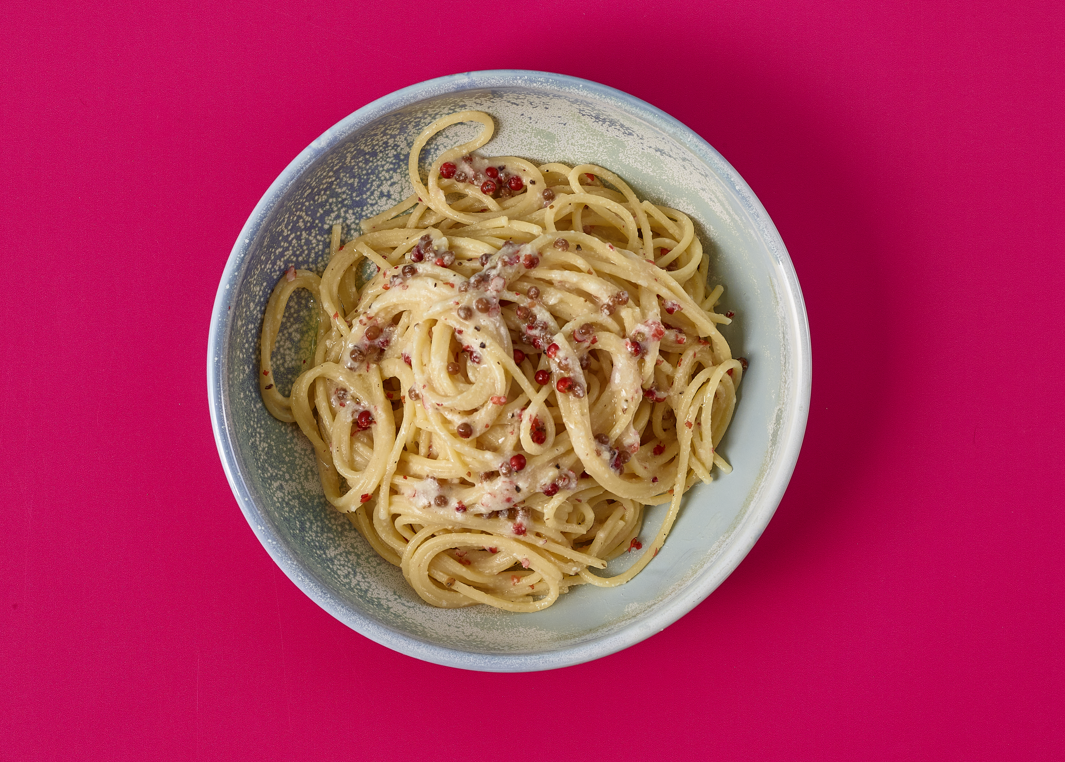 Cacio e Pepe with Pink Peppercorns