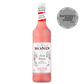 A bottle of MONIN Cherry Blossom syrup, featuring a white label with cherry blossom illustrations and text, captures the essence of Japanese culture. Adorning the display is a medallion marked "bartenders brand awards 2024," encircled by the word "SILVER." This syrup has a light pink hue that evokes the spirit of O-Hanami celebrations.