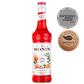 Image of a bottle of MONIN Orange Spritz syrup, a red-orange syrup with a label that features orange slices and green leaves. Perfect for cocktails and mocktails, the bottle is adorned with silver "Bartenders Brand Awards 2024" and bronze "World Alcohol-Free Awards 2024" medals.