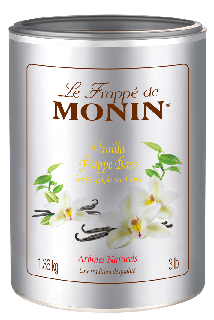 Buy MONIN Vanilla Frappe Mix.  It is ready to use and perfect for blender, granita/slush and soft serve machines.