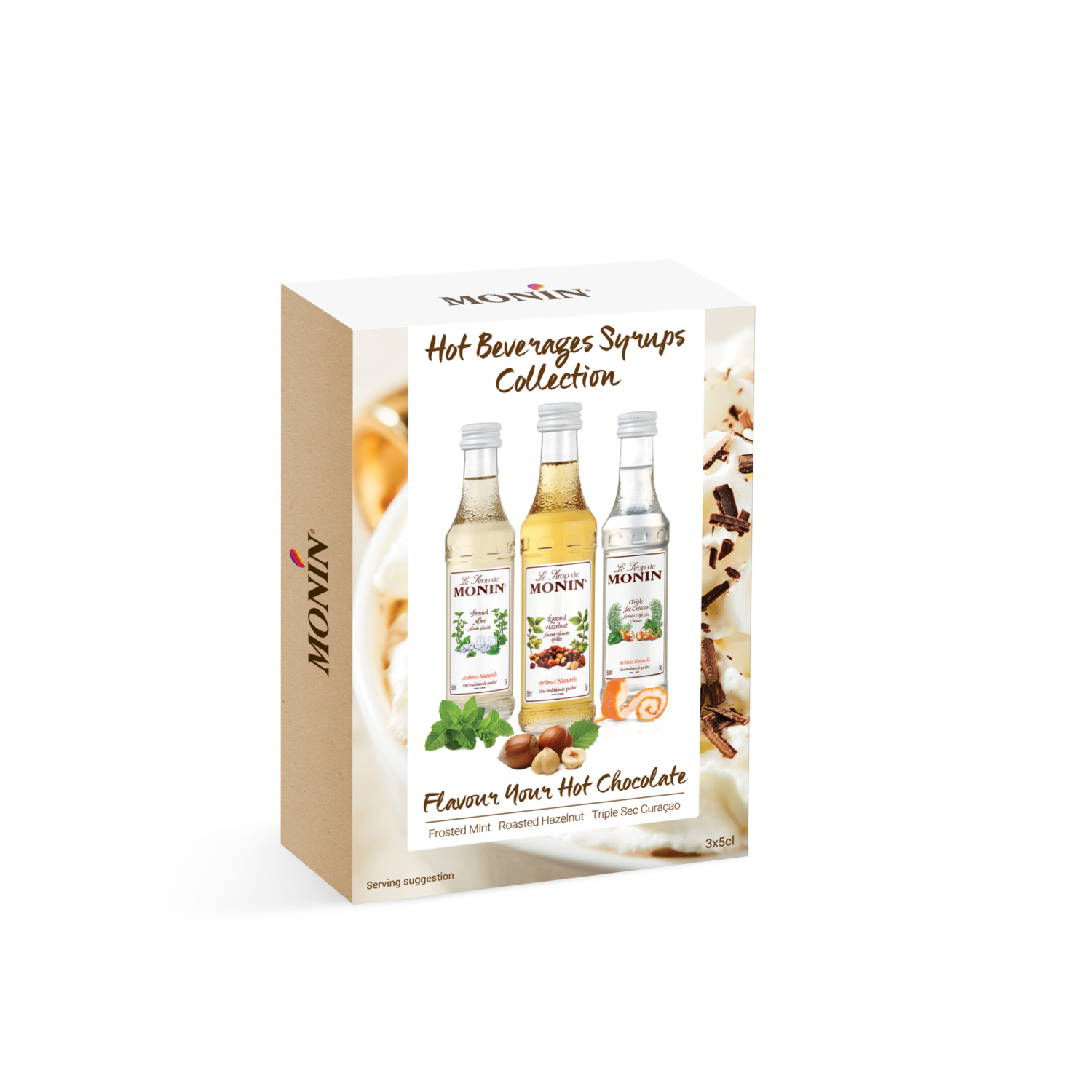 Buy MONIN Hot Beverage syrup collection includes three small bottles of Frosted Mint, Roasted Hazelnut or Triple Sec Curacao.