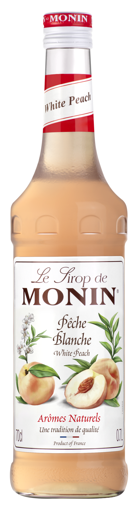 Buy MONIN White Peach Syrup. It captures the intensity of the exquisite white peach flavour to give a unique taste.